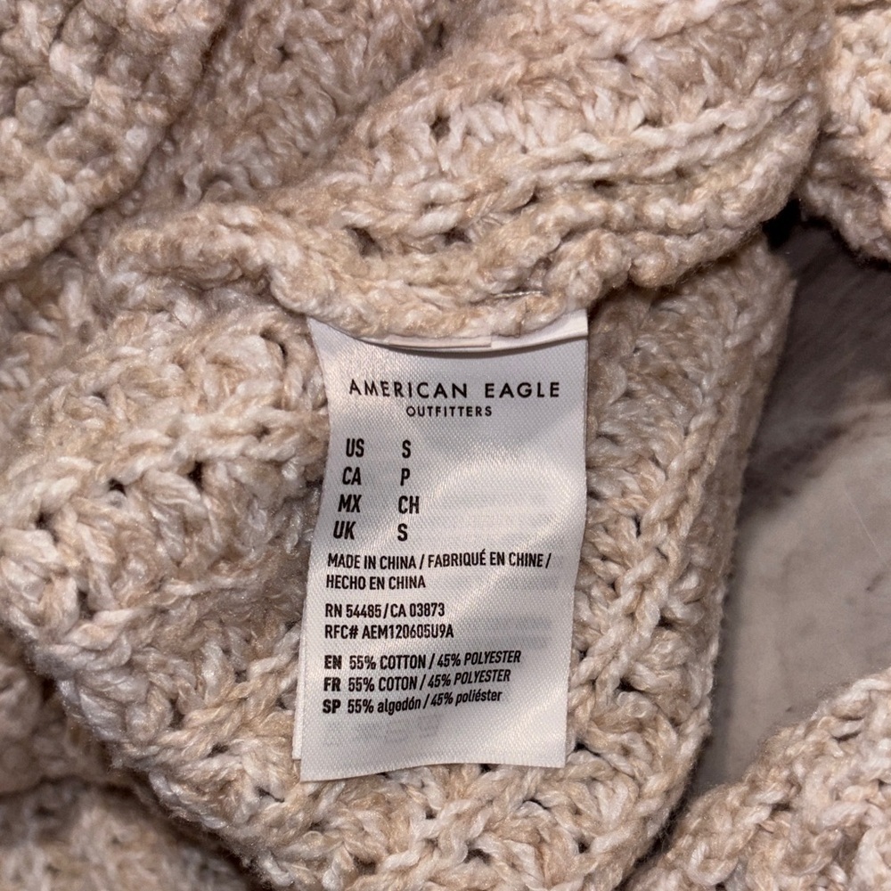 American Eagle Cream knit Cardigan Sweater v neck Cabin boho button up Small - Picture 6 of 8